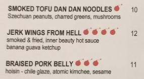 Hell Night Menu Excerpt at East Coast Grill (photographer unknown)