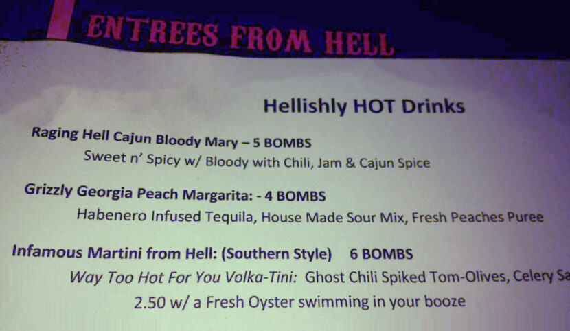 Hell Night Drink Menu Excerpt at East Coast Grill (photographer unknown)