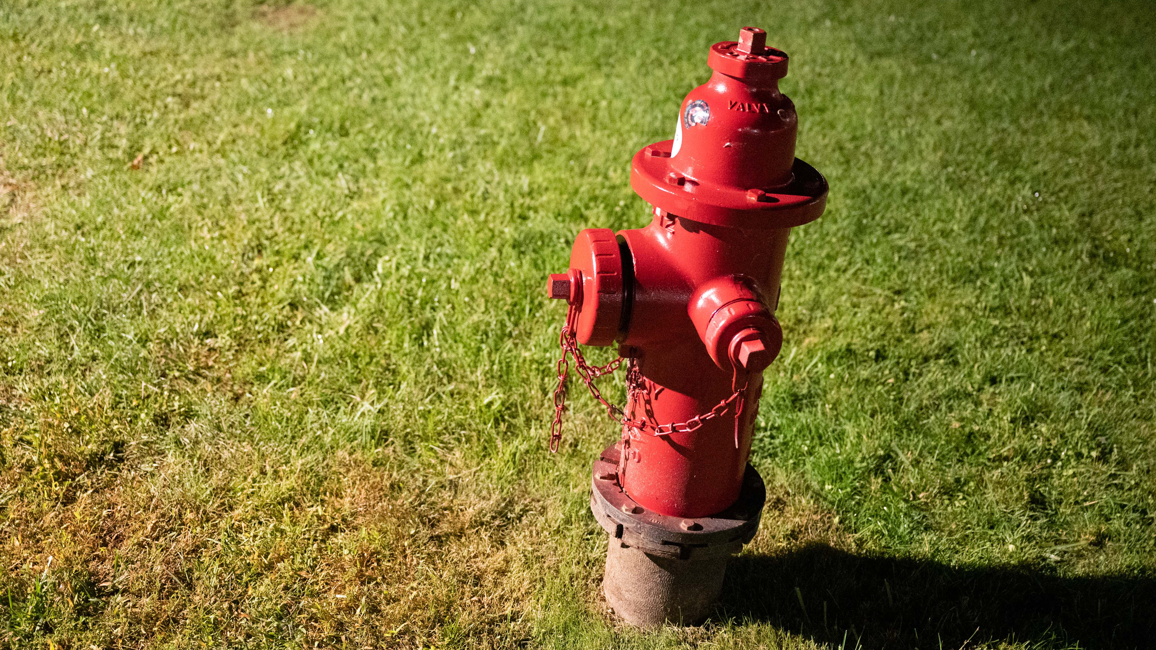 Fire Hydrant at night on the Commons Lawn at Bennington College